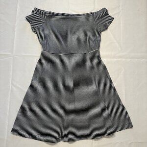 Navy and White Striped Old Navy Off-the-Shoulder Dress
